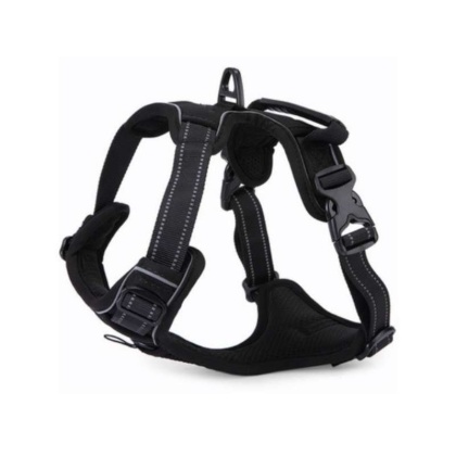 Black - Mr. Peanut's PetTrek Reflective Pet Harness With Matching Leash - Medium