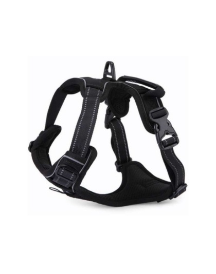 Black - Mr. Peanut's PetTrek Reflective Pet Harness With Matching Leash - Medium