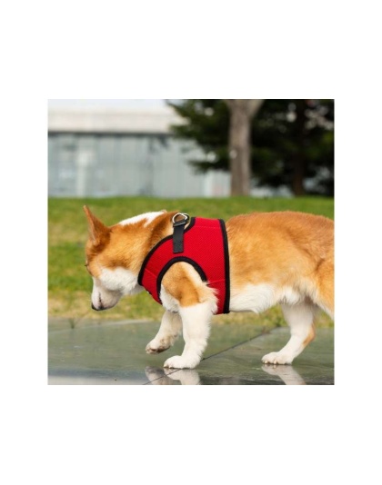Red - Mr. Peanut's PupTrek Small Dog/Cat Soft Mesh Step In Harness Vest - Small