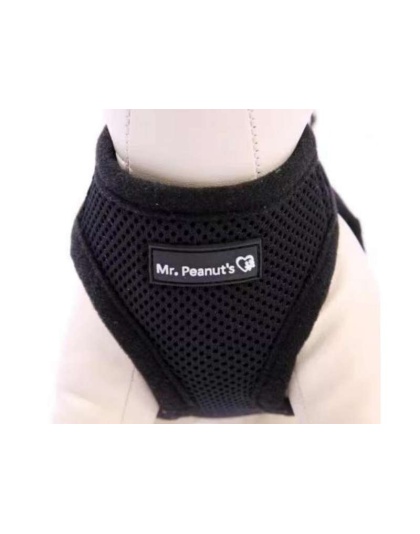 Black - Mr. Peanut's PupTrek Small Dog/Cat Soft Mesh Step In Harness Vest - Medium