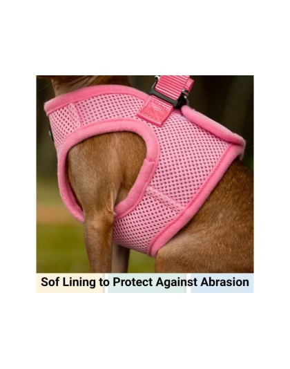 Pink - Mr. Peanut's PupTrek Small Dog/Cat Soft Mesh Step In Harness Vest - Large