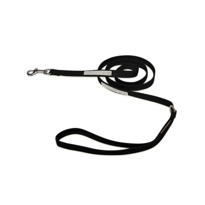 Black - Susan Lanci Designs 3 Row Giltmore Crystals Leash - 4 FT