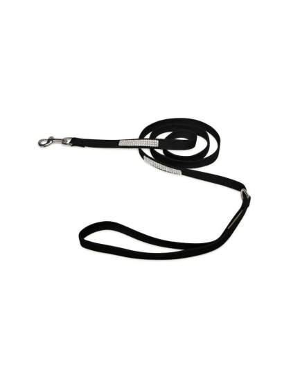 Black - Susan Lanci Designs 3 Row Giltmore Crystals Leash - 4 FT