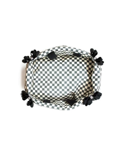 Black - Susan Lanci Designs Black Double Nouveau Bow Luxury Carrier with Windsor Check Flaps - 1