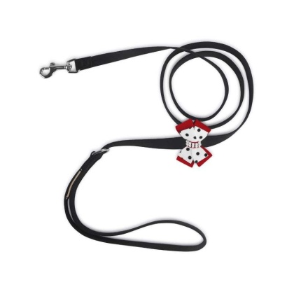 Black - Susan Lanci Designs Minnie Double Nouveau Bow Leash - 4 FT