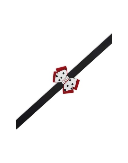 Black - Susan Lanci Designs Minnie Double Nouveau Bow Leash - 4 FT