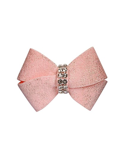 Puppy Pink Glitzerati - Susan Lanci Designs Glitzerati Nouveau Bow Hair Bow - XS