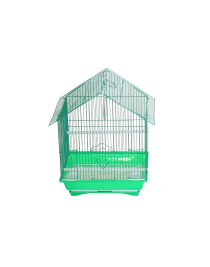 Green - YML House Top Style Parakeet Cage - 13.3" x 10.8" x 17.8"