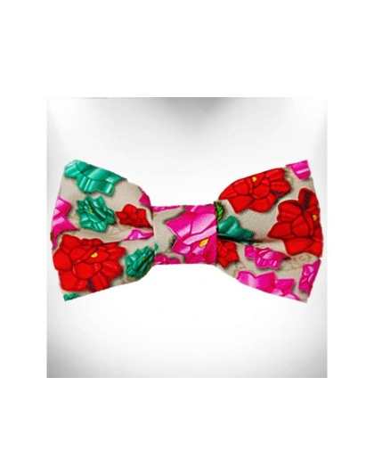 Mayan Flowers  - Doggie Bow Tie Design - Large 5"x 2.5"