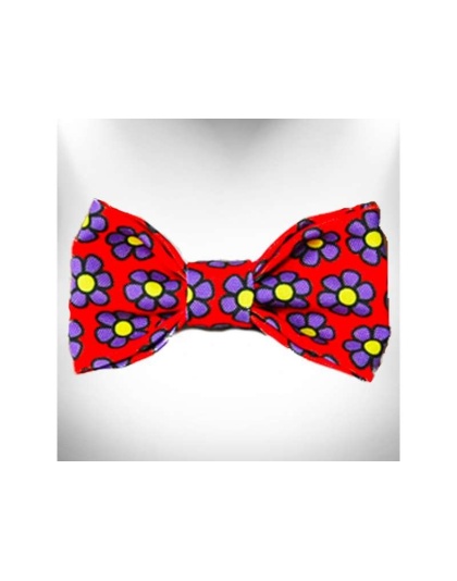 Purple  - Daisies Doggie Bow Tie - Large 5"x 2.5"