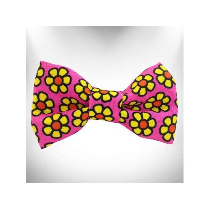 Yellow  - Daisies Doggie Bow Tie - Large 5"x 2.5"