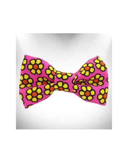 Yellow  - Daisies Doggie Bow Tie - Large 5"x 2.5"
