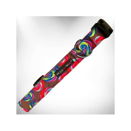Lollipop on Chocolate - Lollipop Dog Collars - M 1" width fits 12-18" neck