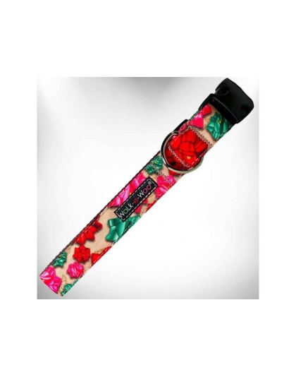 Mayan Flowers - Flower Dog Collars - M 1" width fits 12-18" neck