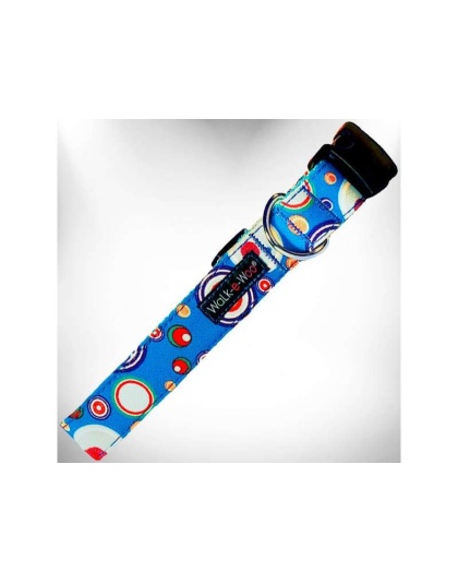 Blue - Martini Dog Collars - M 1" width fits 12-18" neck