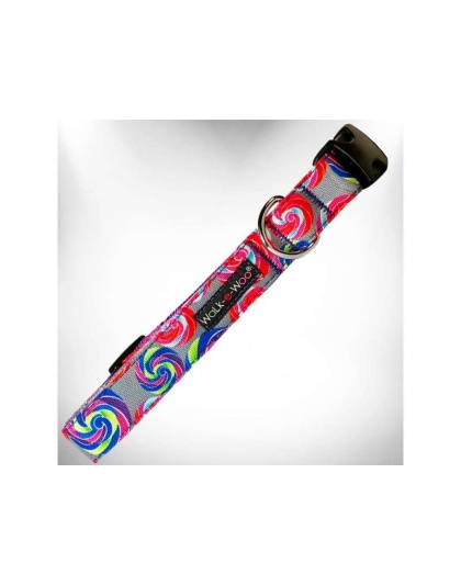 Lollipop on Grey - Lollipop Dog Collars - L 1" width fits 14-25" neck