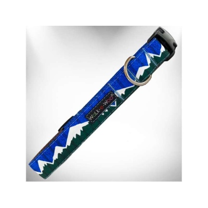 Blue/Green Snowcap Mtn - Mountain Dog Collars - XL 1.5" wide fits 18-28" neck
