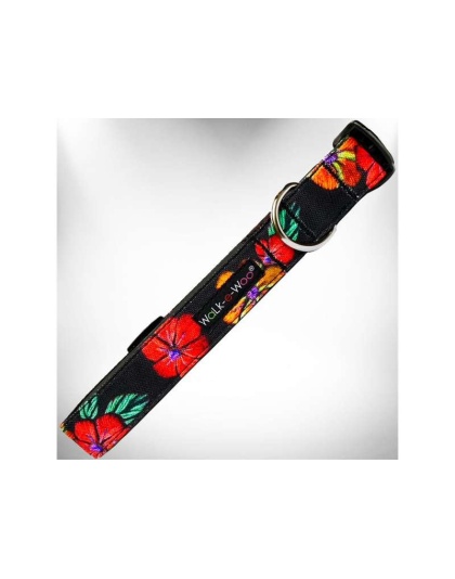 Flowers on Black - Nature-Lover Collars - XL 1.5" wide fits 18-28" neck