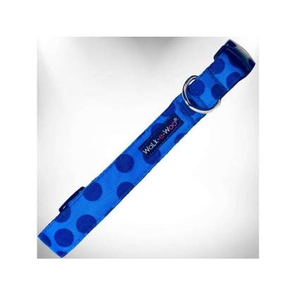 Navy - Polka Dot Dog - Monotone Collars - L 1" width fits 14-25" neck