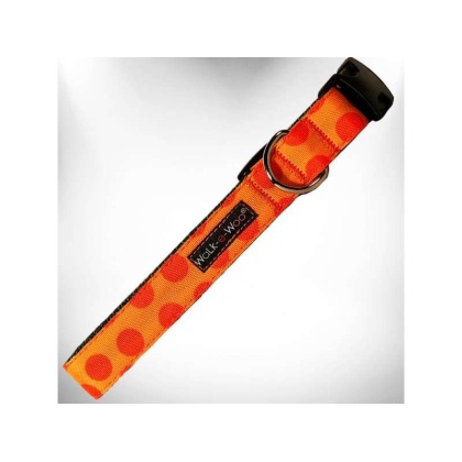 Orange - Polka Dot Dog - Monotone Collars - XL 1.5" wide fits 18-28" neck