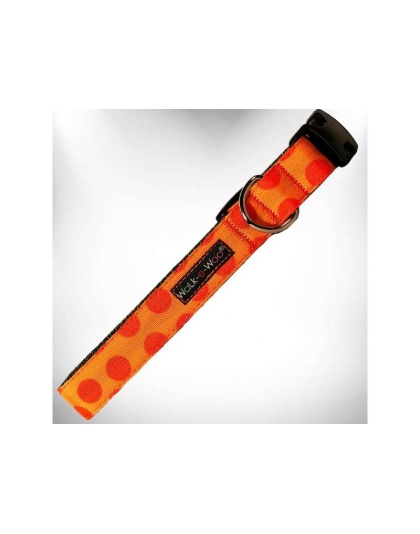 Orange - Polka Dot Dog - Monotone Collars - XL 1.5" wide fits 18-28" neck