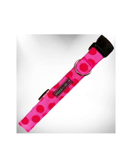 Pink - Polka Dot Dog - Monotone Collars - L 1" width fits 14-25" neck