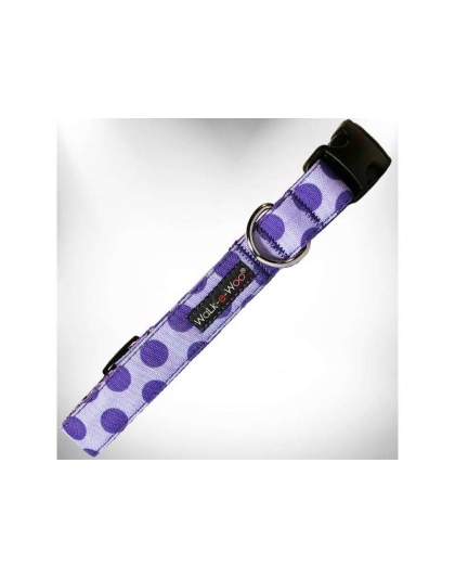 Purple - Polka Dot Dog - Monotone Collars - XL 1.5" wide fits 18-28" neck