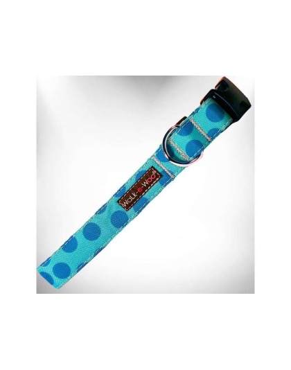 Turquoise - Polka Dot Dog - Monotone Collars - M 1" width fits 12-18" neck