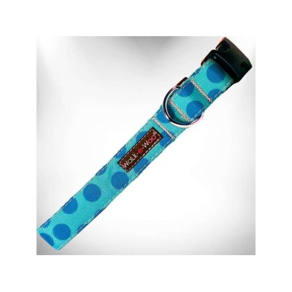 Turquoise - Polka Dot Dog - Monotone Collars - S 3/4" width fits 10-14" neck