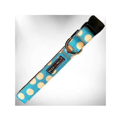 Tan Dots on Turquoise - Polka Dot Dog - Tan Dots Collars - XS 5/8" width fits 8-12" neck