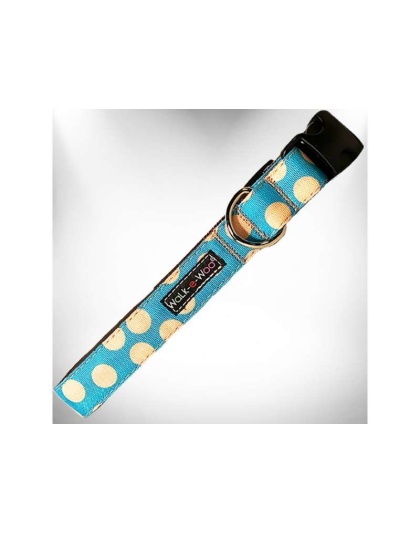 Tan Dots on Turquoise - Polka Dot Dog - Tan Dots Collars - XS 5/8" width fits 8-12" neck