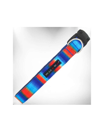Blue/Orange - Tie Dye Dog Collars - L 1" width fits 14-25" neck