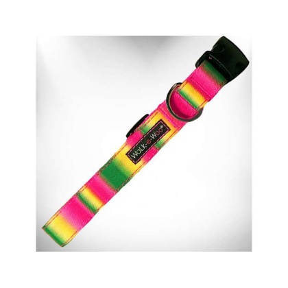 Pink/Green - Tie Dye Dog Collars - M 1" width fits 12-18" neck