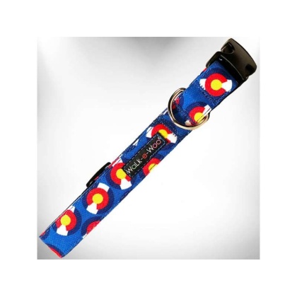 Colorado Blue - Colorado and Texas Dog Collars - L 1" width fits 14-25" neck