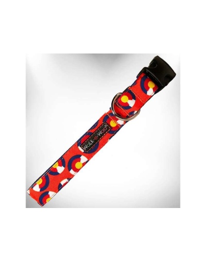 Colorado Orange - Colorado and Texas Dog Collars - M 1" width fits 12-18" neck