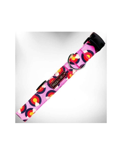 Colorado Pink - Colorado and Texas Dog Collars - L 1" width fits 14-25" neck