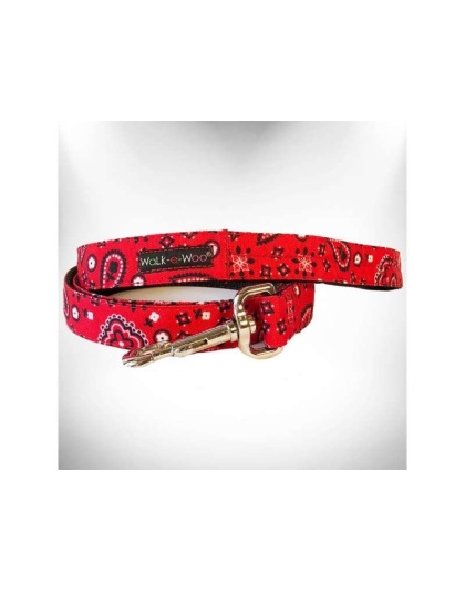 Red - Bandana Dog Leads  - THIN Lead 5/8" width- 5' length
