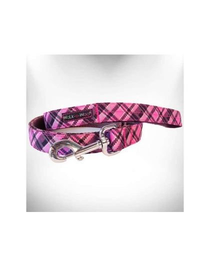 Hot Pink - Plaid Dog Leads  - REGULAR Lead 1" width- 5' length