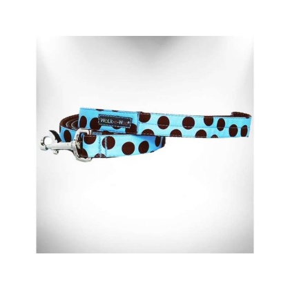 Brown Dot on Lt Blue - Polka Dot Dog Leads  - THIN Lead 5/8" width- 5' length