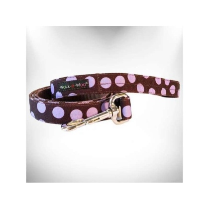 Purple Dot on Brown - Polka Dot Dog Leads  - THIN Lead 5/8" width- 5' length