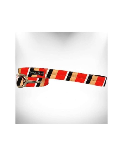 Red/Tan  - Stripes Dog Leash - THIN 5/8" width- 5' long