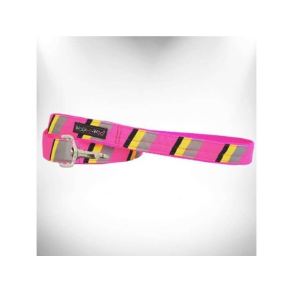 Pink/Grey  - Stripes Dog Leash - THIN 5/8" width- 5' long