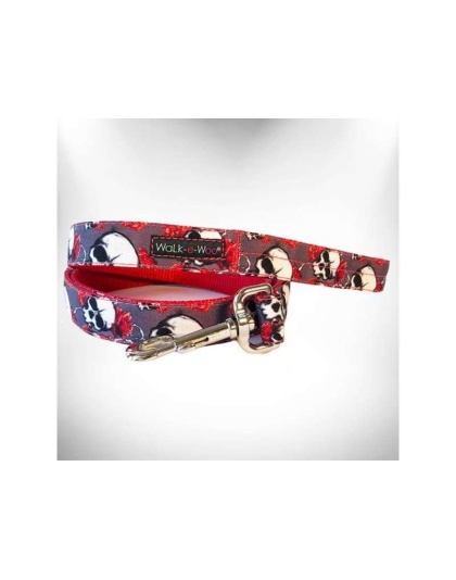 Skulls n' Roses - Tattoo Dog Leads  - REGULAR Lead 1" width- 5' length