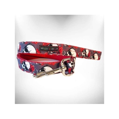 Skulls n' Roses - Tattoo Dog Leads  - THIN Lead 5/8" width- 5' length