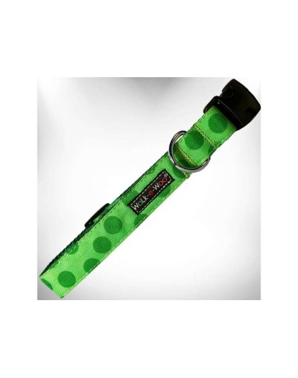 Green - Polka Dot Dog - Monotone Collars - XS 5/8" width fits 8-12" neck