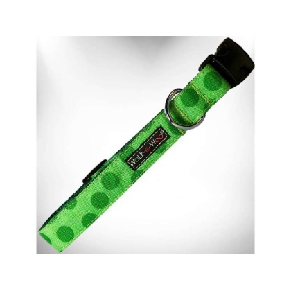Green - Polka Dot Dog - Monotone Collars - XL 1.5" wide fits 18-28" neck