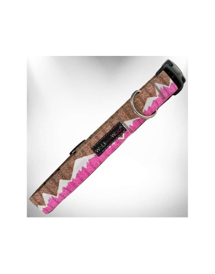 Pink Snowcap Mtn - nowcap Mountain Dog Collars - XL 1.5" wide fits 18-28" neck