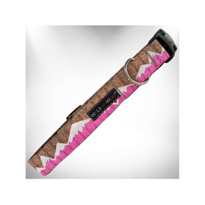 Pink Snowcap Mtn - nowcap Mountain Dog Collars - M 1" width fits 12-18" neck
