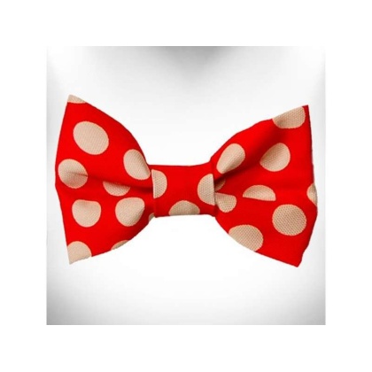 Tan Dots on Red - Polka Dot Dog - Tan Dots Bow Tie