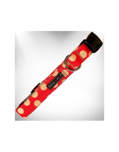 Tan Dots on Red - Polka Dot Dog - Tan Dots Collars - XL 1.5" wide fits 18-28" neck